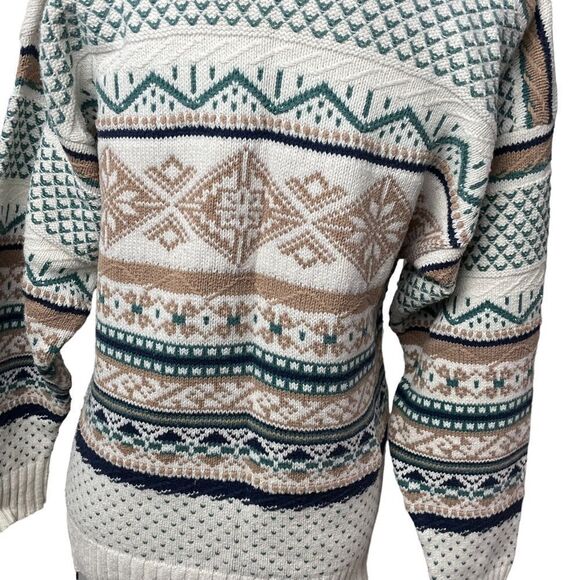 John Weitz Creak Brown Blue Crew Neck Knitted Tribal Sweater 100% cotton size M - Picture 6 of 9